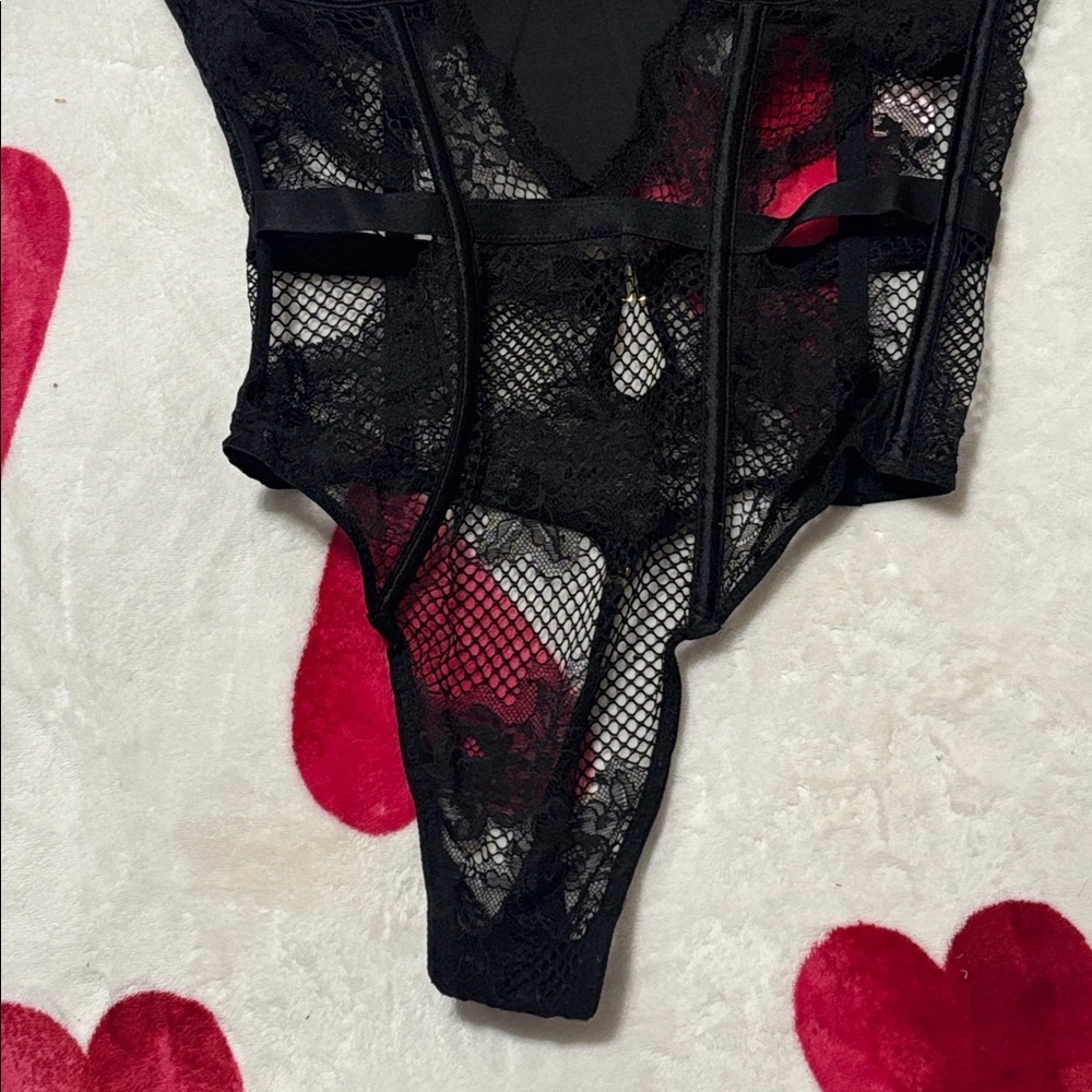 Victoria’s Secret Black Lace Bodysuit, Teddy, push-up lingerie, thong, small - Picture 3 of 9